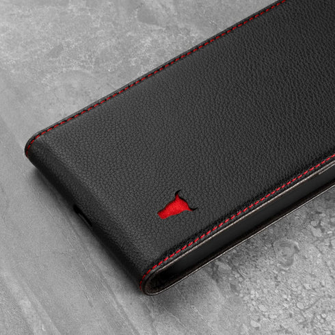 TORRO Leather Flip Cell Phone Case for iPhone 13 - Genuine Leather Cover with Card Slots, Vertical Flip Down [MagSafe