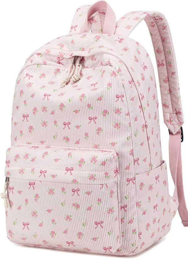 BTOOP School Backpack for Girls Teens Large Corduroy Bookbag Lightweight Casual High