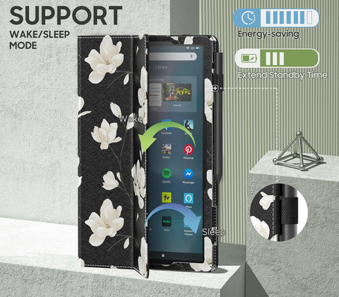 MoKo Slim Folding Stand Case for Amazon Kindle Fire Max 11 (13th Generation, 2023 Release) 11" with Auto Wake/Sleep,