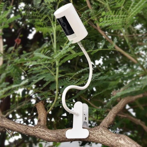2Pack Clamp Mount for Ring Stick Up Cam & Indoor Cam 1st Gen, Flexible Gooseneck Mounting Bracket (White)