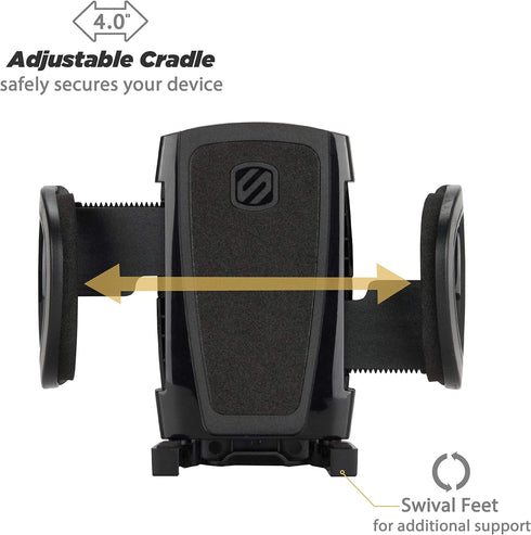 Scosche IHW10-SP1 4-in-1 Car Phone Holder - Black, Suction Cup for Windshield, Dashboard, Vent, Cup Mount