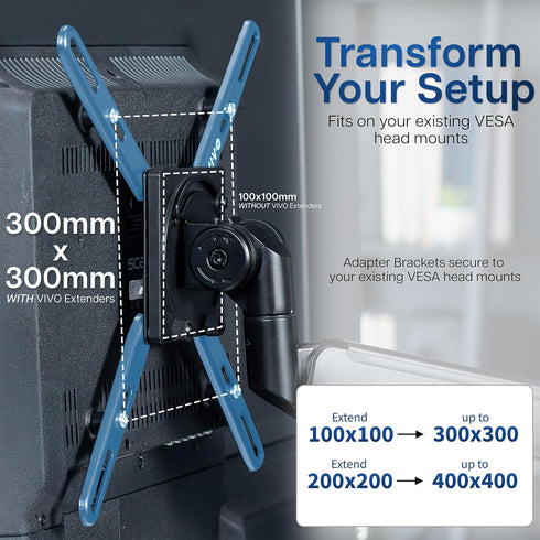VIVO 32 55 inch 400x400mm (MOUNT-AD400B) Steel VESA Extension Mount Adapter Brackets for Screens to LCD LED TV