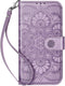 RFID Blocking Wallet Case for iPhone XR, Purple, 3 Card Holder Stand, Magnetic Protective Flip Cover
