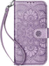 RFID Blocking Wallet Case for iPhone XR, Purple, 3 Card Holder Stand, Magnetic Protective Flip Cover