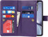 Jaorty Wallet Case for iPhone XR, 9 Card Slots, Wrist Strap, Zipper Cash Pocket, Magnetic Leather Cover, Purple