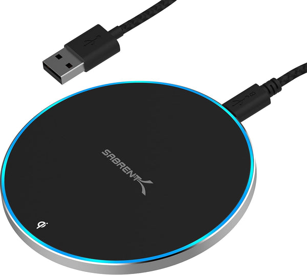 Sabrent 10W Qi Wireless Fast Charger Pad, Space Gray, Universally Compatible
