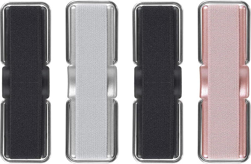 CISID Phone Strap 4 Pcs with Stand, Finger Holder for iPhone Samsung & Most Smartphones (Black, Silver, Rose Gold)