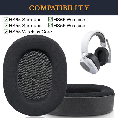 SOULWIT Cooling-Gel Earpads Replacement for Corsair HS65/HS55 Surround Wired,HS 65/HS 55 Wireless Core Gaming Headset, Ear Pads Cushions with High-Density Noise Isolation Foam - Black
