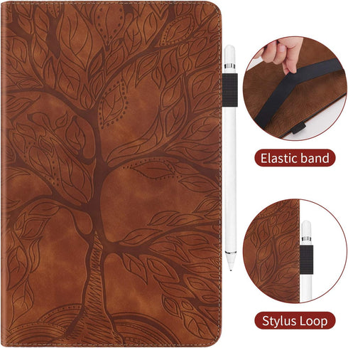 Case for Samsung Galaxy Tab S8 2022/S7 2020 11 Inch PU Leather Folio Stand Cover with Pencil Holder, Brown
