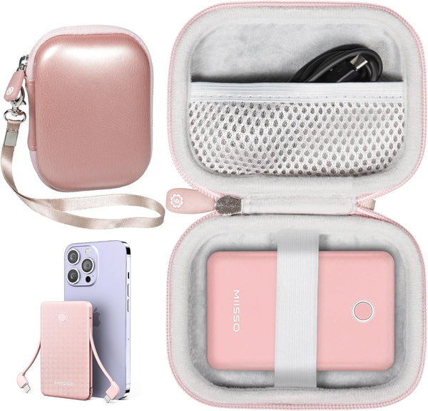 GETGEAR Case for miisso 6000mah Ultra Slim Power Bank, Built-in Cables (Rose)