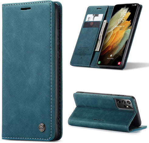 Kowauri Flip Case for Galaxy S21 Ultra - Leather Wallet with Card Slot and Magnetic Closure for Samsung Galaxy