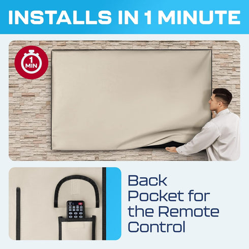 75 Inch Garnetics Outdoor TV Cover Waterproof, Weatherproof TV Enclosures with Smart Shield Screen Protectors, Ideal
