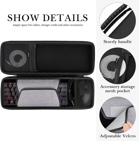 Linkidea Hard Travel Keyboard Case for Compact 60% Keyboard and Mouse, Compatible with Razer Huntsman Mini
