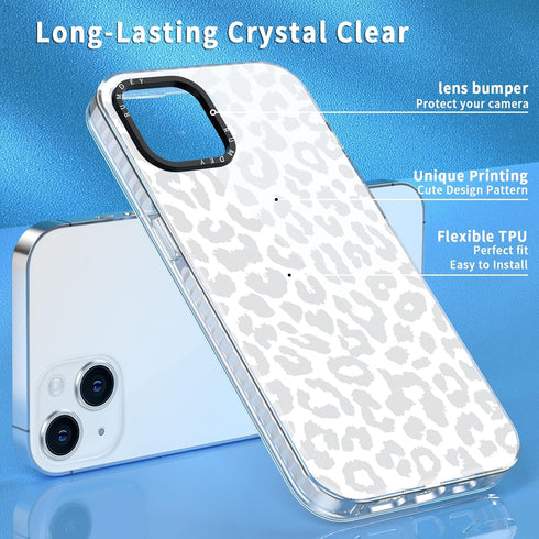 2 Pack Cheetah Cases for iPhone 13/14 (6.1") - Clear Leopard Pattern, Slim Shockproof TPU Cover for Women & Girls.