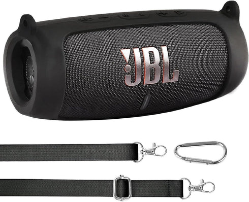 for JBL Charge 5 Waterproof Bluetooth Speaker Silicone Cover Case, Portable Travel Case with Carabiner, Protective Skin