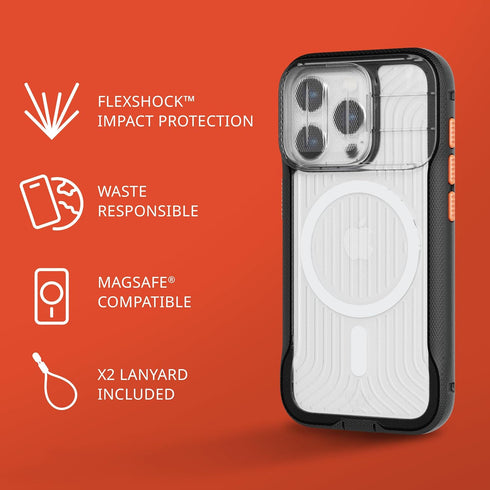 Tech21 Evo Max Case for iPhone 15 Pro, Active Black, Compatible with MagSafe, Impact Protection, Lanyards Included