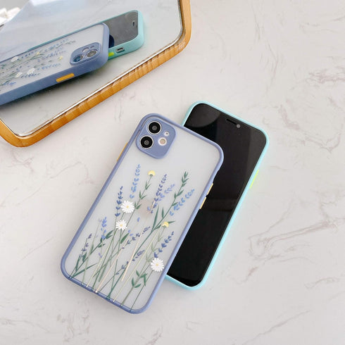 Ownest iPhone X/XS Case for Clear Flowers Pattern Frosted PC Back 3D Floral Girls Woman Soft TPU Bumper