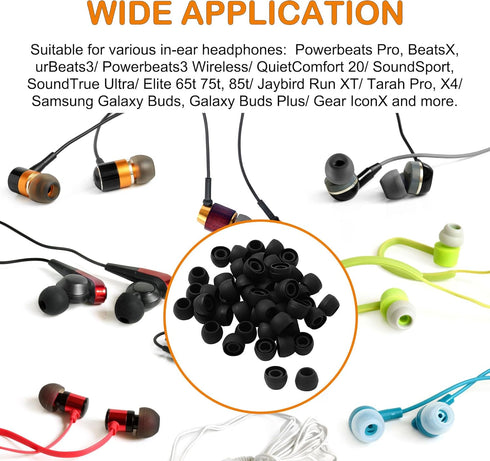 uxcell 50 Pcs Black Soft Silicone Earbud Tips, 10x8mm, 5mm Inner Hole, Compatible with Most In-Ear Headsets.