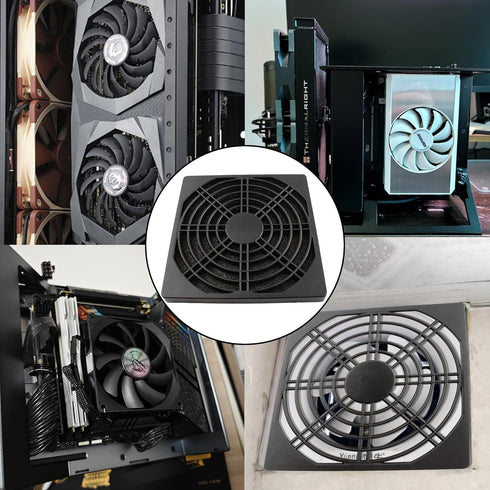 Adyoney 4 120mm Pcs Black Square Plastic Cooling Fan Filter Cover, Dust Screen for Filter Fan Chassis, for PC Computer