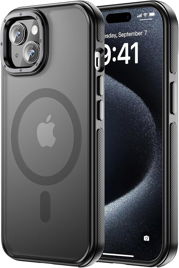 Tigowos Phone Case for iPhone 15 Plus & iPhone 14 Plus, Matte Skin Feeling, 10FT Drop Resistant, Bumper Black