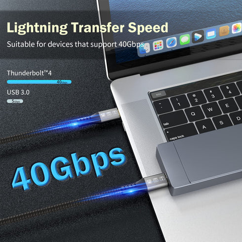 USB C Thunderbolt 4 Cable 3.3ft, USB4 Braided Cable 40Gbps, 8K 60Hz PD 100W for iPhone 15/15 Pro Max, MacBook