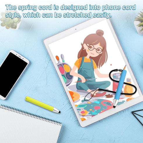 2pcs Kid-Friendly Stylus Pens for Touch Screens, Capacitive Pen with Spring Cord, Children's Crayon Stylus
