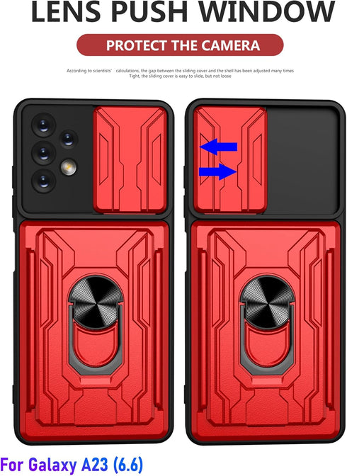 LMDAMZ Wallet Case for Samsung Galaxy A23, Heavy Duty Double Layer Hybrid Protection, Black