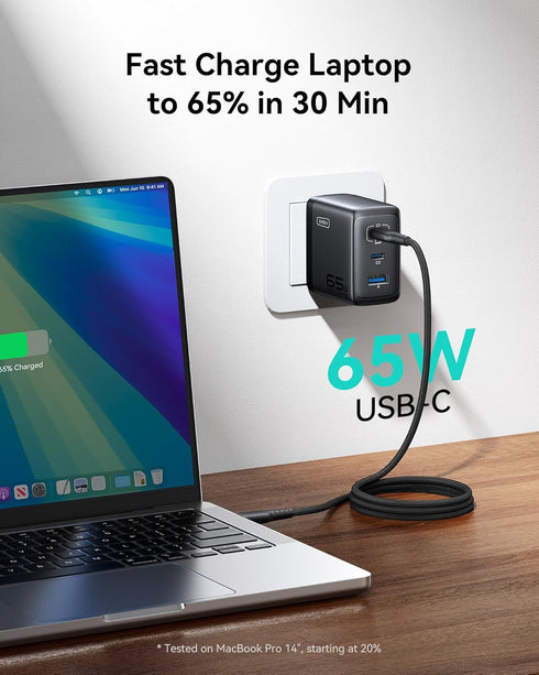 INIU 65W 3-Port 100W 17 16 15 S26 S25 10 9 USB C Charger Block, GaN Fast Charging Adapter with Cable & Advanced