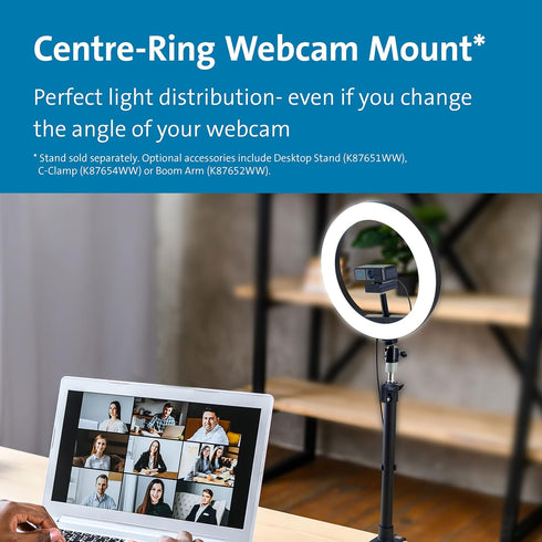 Kensington L1000 Bicolor Ring Light with Webcam Mount for Video Conferencing, Model K87653WW