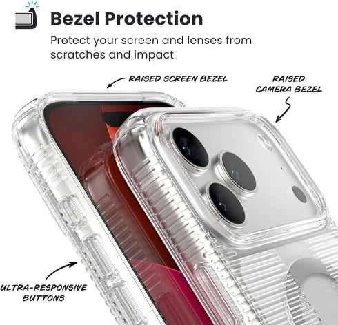 Speck 17 GEMSHELL Grip +MS Case for iPhone Pro Max - Clear/Clear | Slim Protective Grip | Drop Protection | MagSafe
