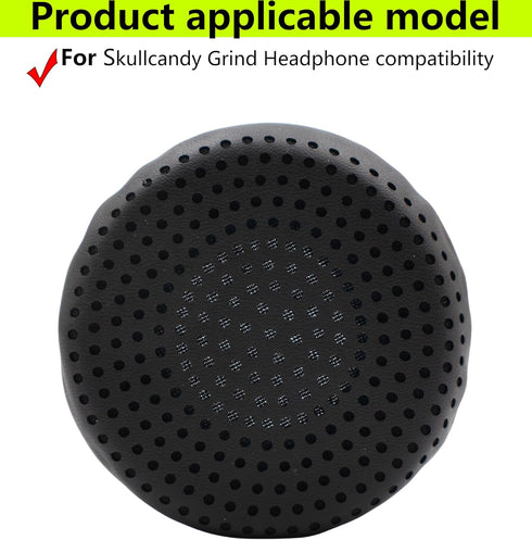 Grind Ear Pads Replacement Repair Accessories Porous Leather-Faced Ear Pads Compatible with Skullcandy Grind Wireless Earphones (Black)