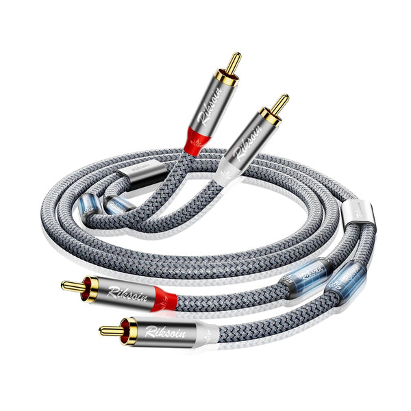 RCA Cable-2RCA Male to 2RCA Male Stereo Audio Cable with Magnetic Ring Supports Hi-Fi, Shielded Braided Cord - 10 Feet