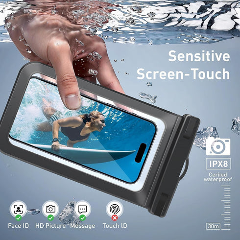 Waterproof Phone Pouch, Universal Case for iPhone 15 14 13 Pro Max XS Plus Samsung Galaxy S22, IPX8 - Green