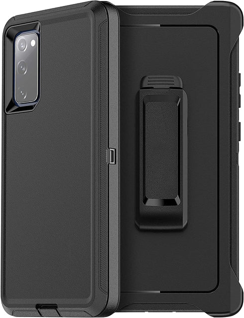 Samsung Galaxy S20 FE 5G Case (2020) - Heavy Duty Shockproof Drop-Proof Triple Layer Cover 6.5” (Black with Belt Clip)