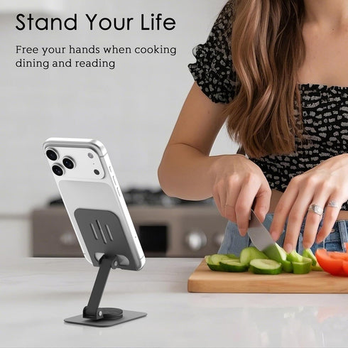 HZZADZXW 360 17 16 Metal Cell Phone Stand for Desk, Multi-Angel Adjustable Rotation Non-Slip and Foldable Mobile Phone