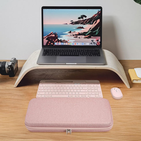 Geekria Hard Shell Protective Keyboard Carrying Case, Travel Bag for Logitech MK470, K585, K580, MK470 Slim Combo (Pink)