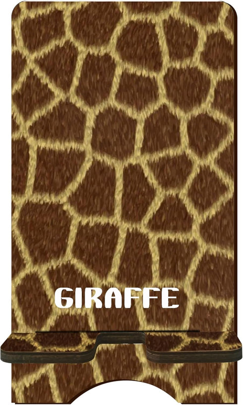 Chic Wooden Phone Holder, Giraffe Pattern Desk Organizer for Smart Phones, Tablets, E-Book for Home & Office