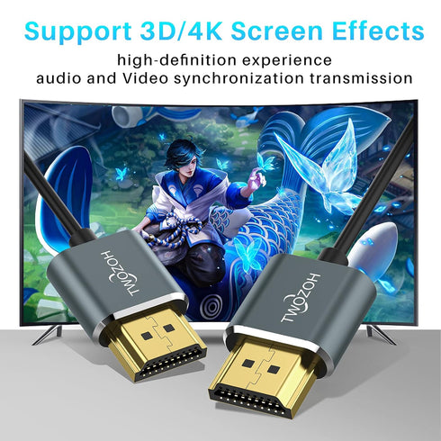 Twozoh 4K 1FT 5 Pack, 2.0 4K/60HZ 18gbps PS5, PS4, Slim HDMI Cable Ultra Thin & Flexible Skinny HDMI to HDMI Cord