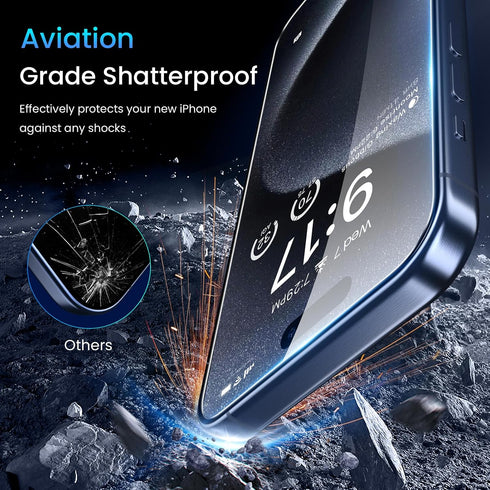 Fotbor iPhone 15 Pro Max Screen Protector & Camera Lens Protector, 3+3 Pack, HD Clear, Tempered Glass, Easy Install.