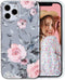 YeLoveHaw iPhone 12 and 12 Pro Case for Women, Soft Slim Protective Case, Floral & Purple Gray Leaves