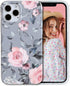 YeLoveHaw iPhone 12 and 12 Pro Case for Women, Soft Slim Protective Case, Floral & Purple Gray Leaves