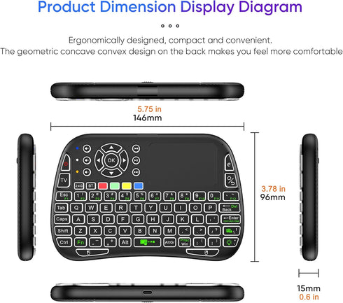 Mini Voice Bluetooth Keyboard, Rechargeable Wireless with Touchpad, Backlit Small Keyboard with IR Learning, 2.4G