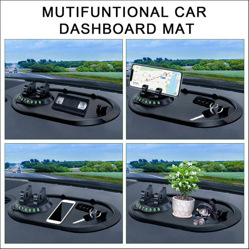 Multifunction Car Anti-Slip Mat Phone Holder, Rotatable Dashboard Cell Phone Holder for Phones, Keys, Gadgets