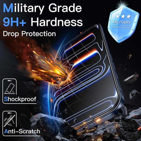 17 6.3" 2-Pack JETech Full Coverage Screen Protector for iPhone Pro, AR Anti-Reflective Coating, Black Edge Tempered