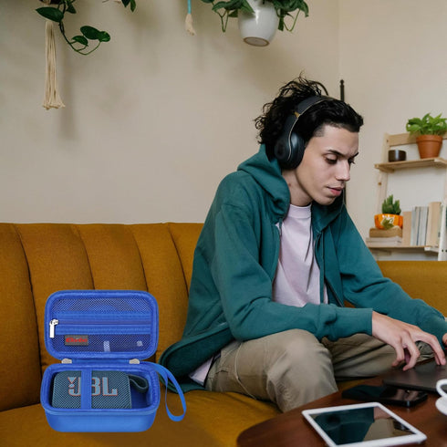 Carrying Case for JBL Go 3 / JBL Go 4, Waterproof Dustproof Speaker Storage Holder, Blue