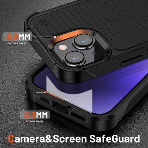 iPhone 14 Case, 2 in 1 Gift Military Grade Drop Protective Rugged Cover for iPhone 14 & 13, Black