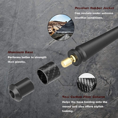 RYDONAIR Short Antenna for Toyota Tundra 2014+ & Tacoma 1995+, 13 inches Flexible Rubber Antenna Replacement
