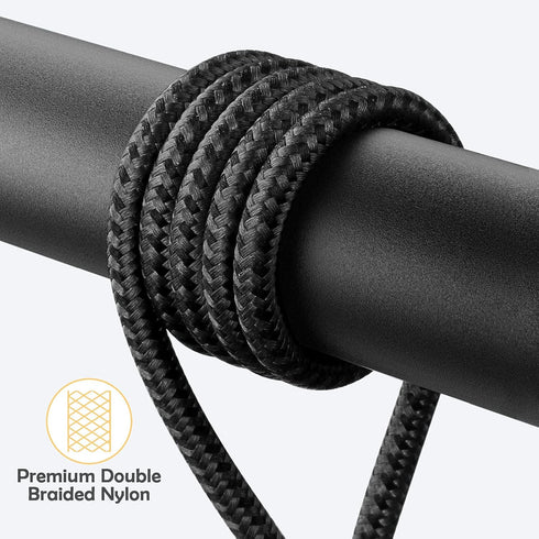 90 Degree Right Angle iPhone Charging Cable 10ft 2-Pack, Nylon Braided Lightning Charger for iPhone 14, 13, 12, 11, Pro