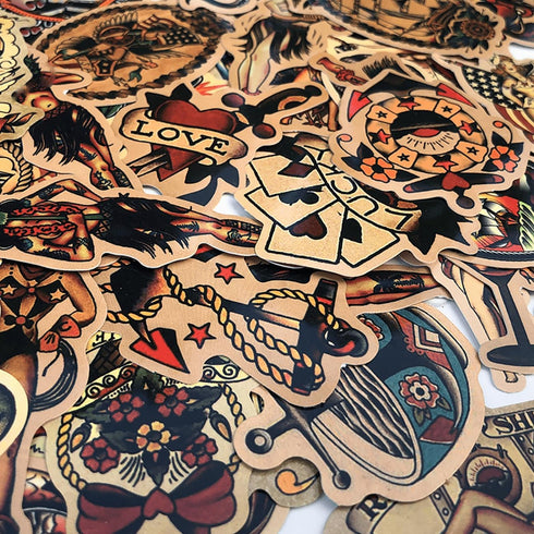Vintage Stickers Pack, 100pcs Retro Girl Sailor Waterproof Vinyl Decals for Water Bottles, Laptops, Cars, Skateboards