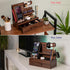 TESLYAR Wood Phone Docking Station with Drawer, Desk Accessories & Workspace Organizer for Nightstand (Brown)